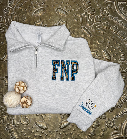 Quarter Zip Sweatshirt with name on sleeve